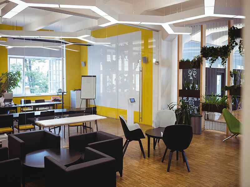 Modern office space redesigned by ASASA Constructions, licensed and insured office renovation experts in Toronto.